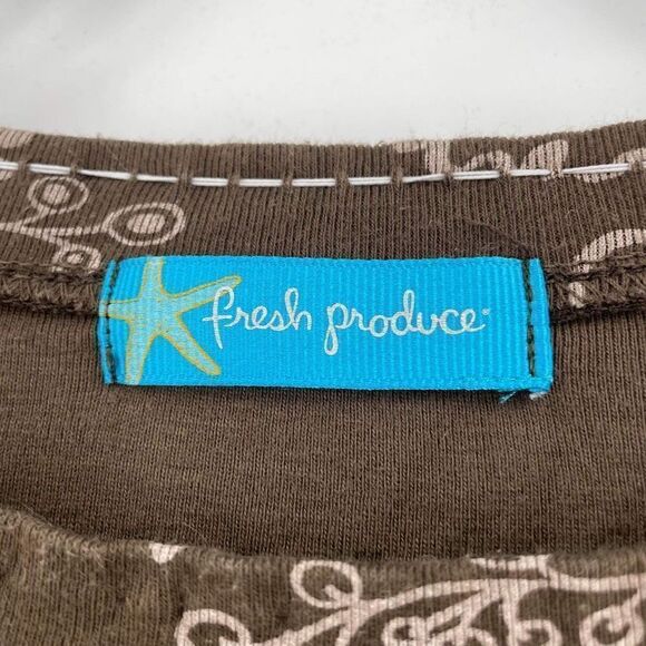 Fresh Produce Women's Floral Round‎ Neck Long Sleeve Top Blouse Brown Size Small - Picture 7 of 9